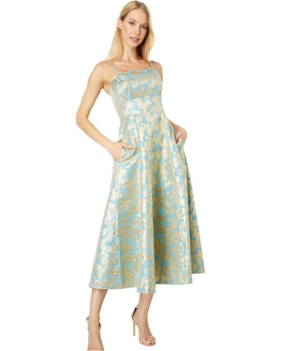 Clothing Kate Spade New York | Kate Spade New York Dresses Floral Medley Brocade Dress Tranquil Blue