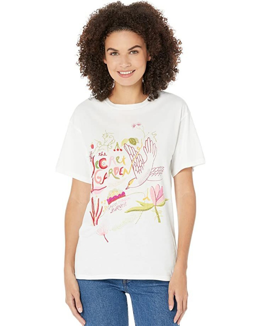 Clothing Kate Spade New York | Kate Spade New York Shirts & Tops Embellished Secret Garden Tee Fresh White