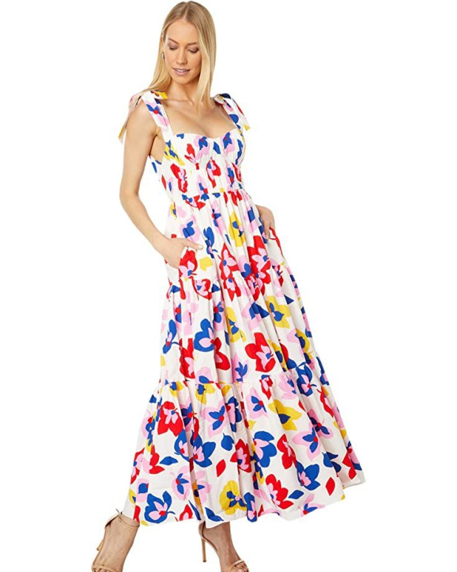 Clothing Kate Spade New York | Kate Spade New York Dresses Summer Flowers Tiered Dress Cream Multi