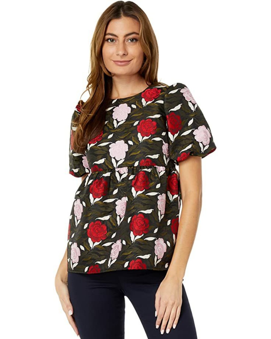 Clothing Kate Spade New York | Kate Spade New York Shirts & Tops Rose Garden Brocade Top Black Multi