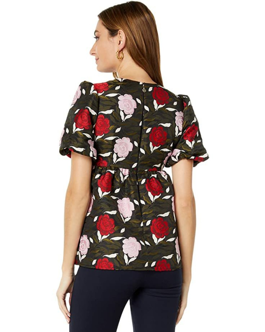 Clothing Kate Spade New York | Kate Spade New York Shirts & Tops Rose Garden Brocade Top Black Multi