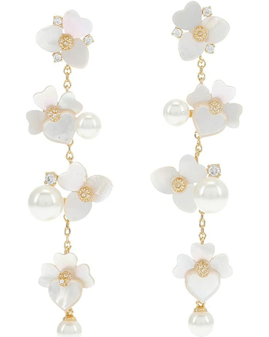 Jewelry Kate Spade New York | Kate Spade New York Precious Pansy Statement Linear Earrings White Multi/Gold