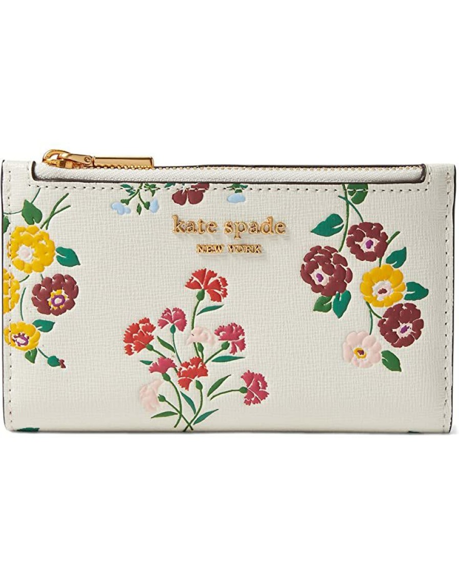 Bags Kate Spade New York | Kate Spade New York Wallets Morgan Bouquet Toss Embossed Saffiano Leather Small Slim Bifold Wallet Halo White Multi