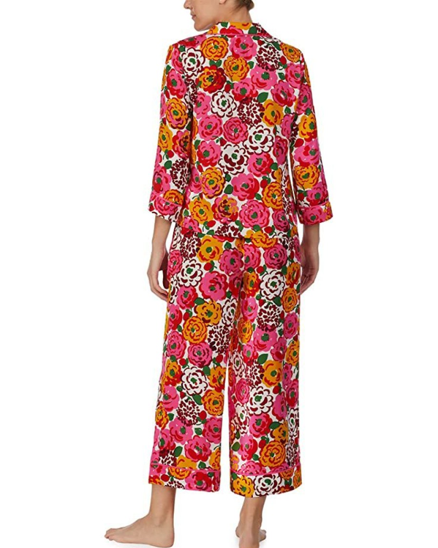 Clothing Kate Spade New York | Kate Spade New York Sleepwear Fashion Charm 3/4 Sleeve Cropped Shorts Pj Set Floral Blooms