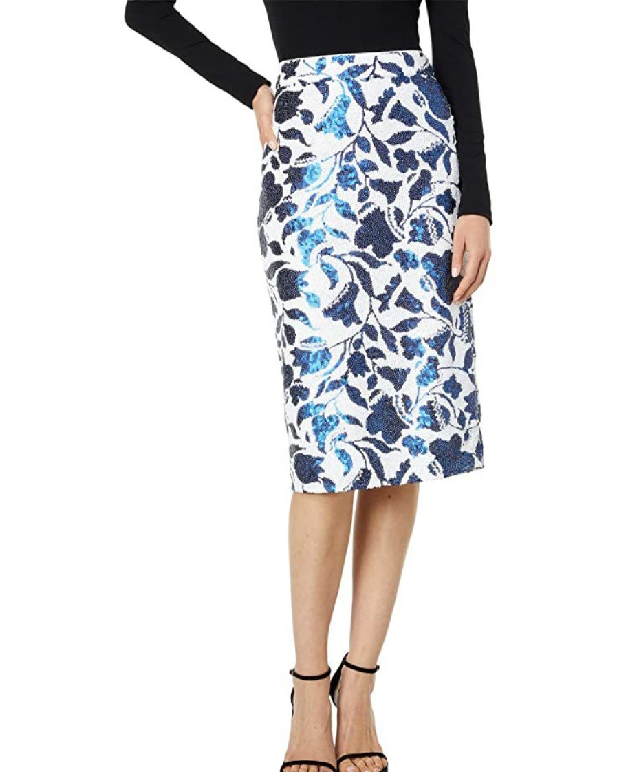 Clothing Kate Spade New York | Kate Spade New York Skirts Zigzag Floral Sequin Skirt Blueberry