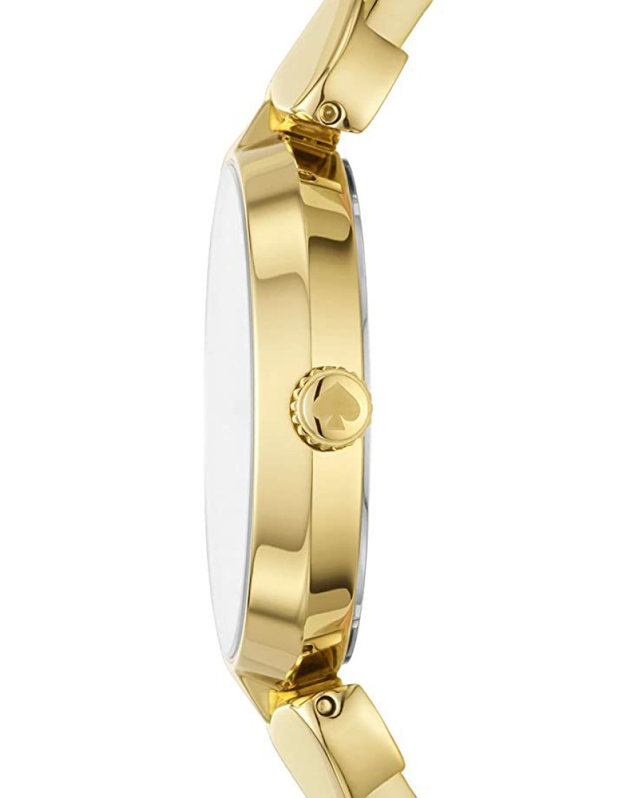 Watches Kate Spade New York | Kate Spade New York Fashion Watches Hollis Black Enamel Stainless Steel Bangle Watch Ksw1563 Gold