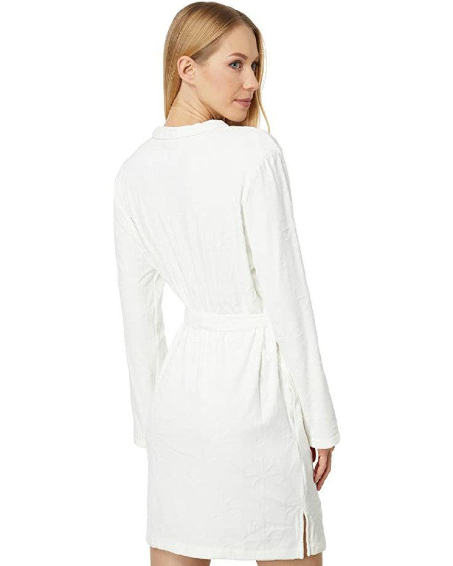 Clothing Kate Spade New York | Kate Spade New York Sleepwear Fashion Embossed Logo Plush Wrap Robe White Spade Heart