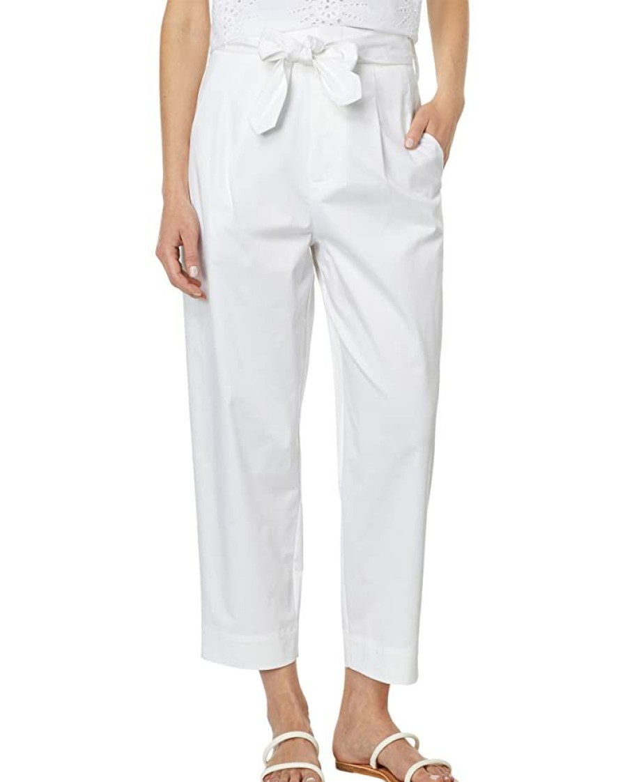 Clothing Kate Spade New York | Kate Spade New York Tie Waist Poplin Pants Fresh White