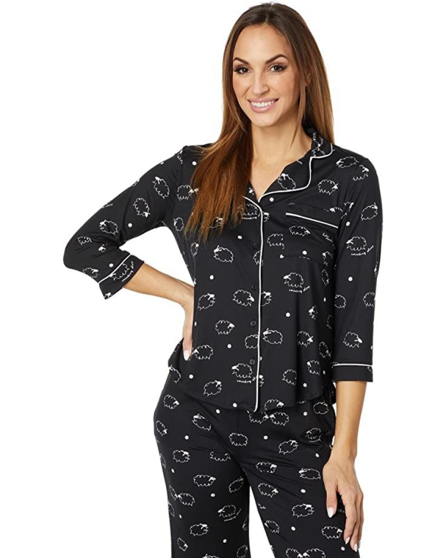 Clothing Kate Spade New York | Kate Spade New York Sleepwear Fashion 3/4 Sleeve Long Pj Set Counting Sheep