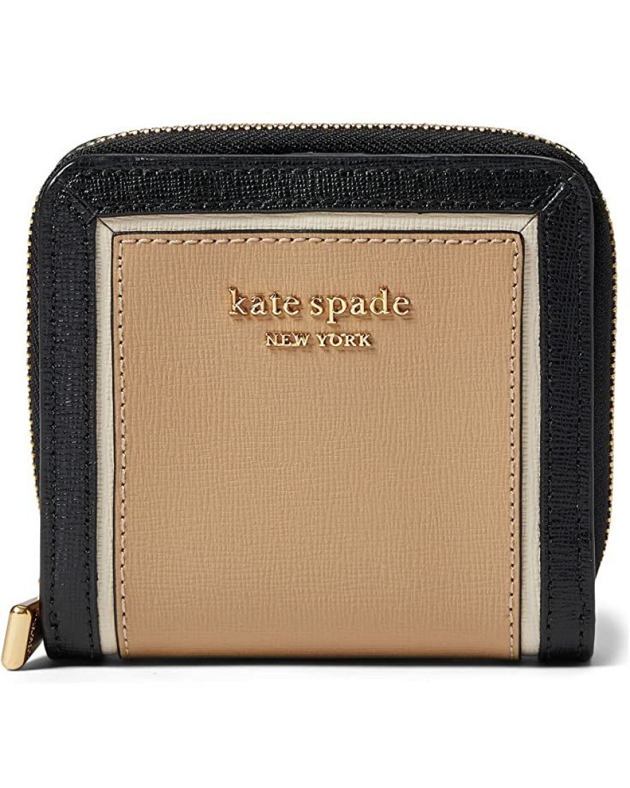 Bags Kate Spade New York | Kate Spade New York Wallets Morgan Color-Blocked Saffiano Leather Small Compact Wallet Cafe Mocha Multi