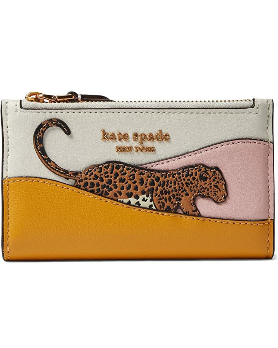 Bags Kate Spade New York | Kate Spade New York Wallets Lucy Leopard Applique Saffiano Leather Small Slim Bifold Wallet Wild Senna Multi