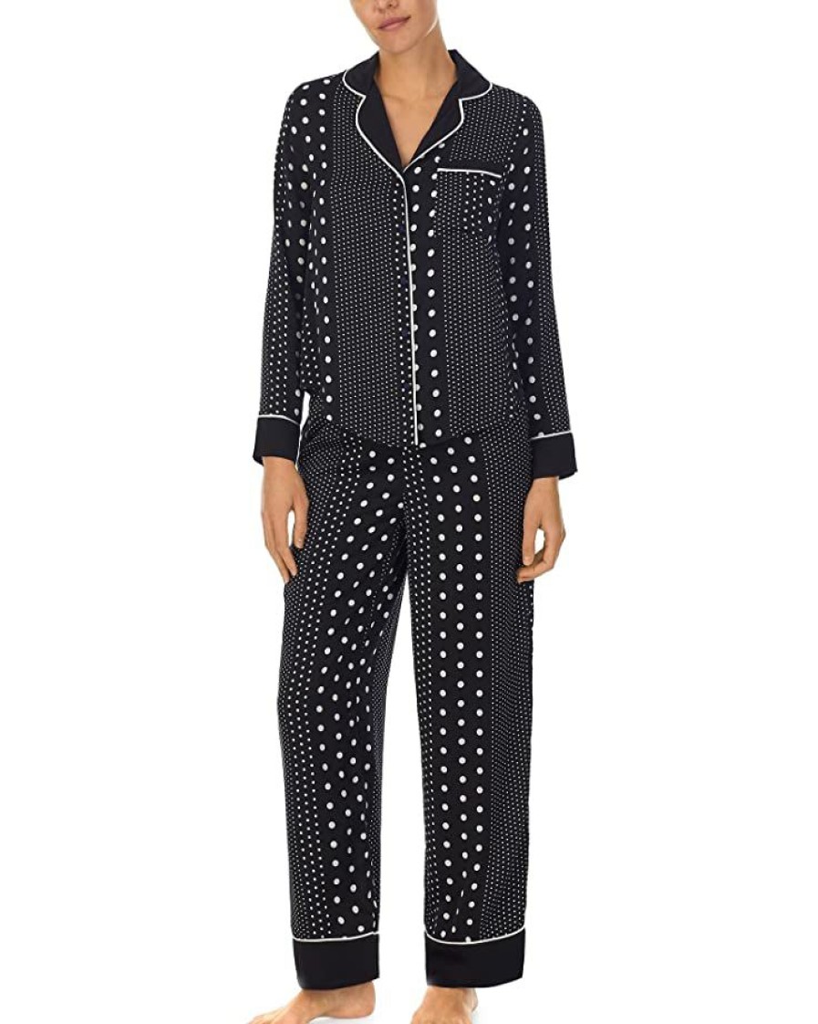 Clothing Kate Spade New York | Kate Spade New York Sleepwear Long Sleeve Pajama Black Stripe