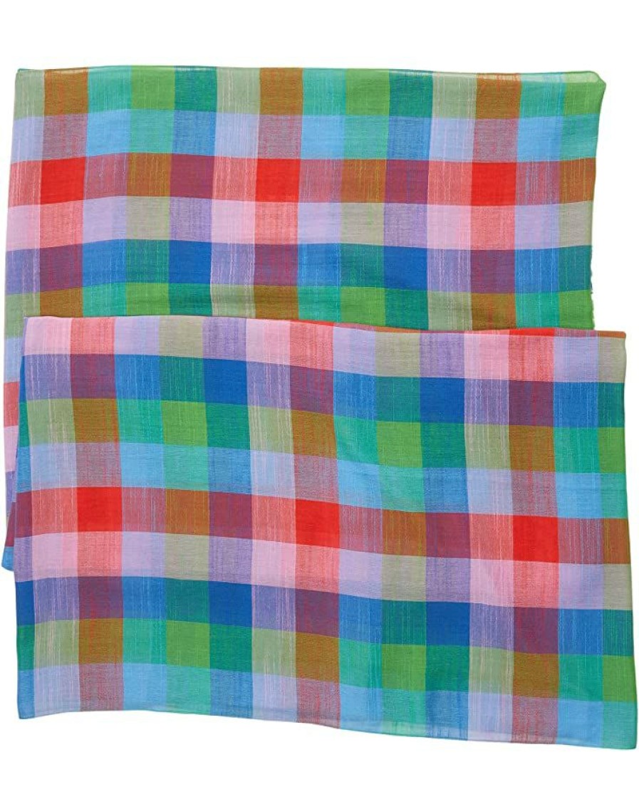 Eyewear Kate Spade New York | Kate Spade New York Scarves Madras Plaid Oversized Oblong Blue Multi