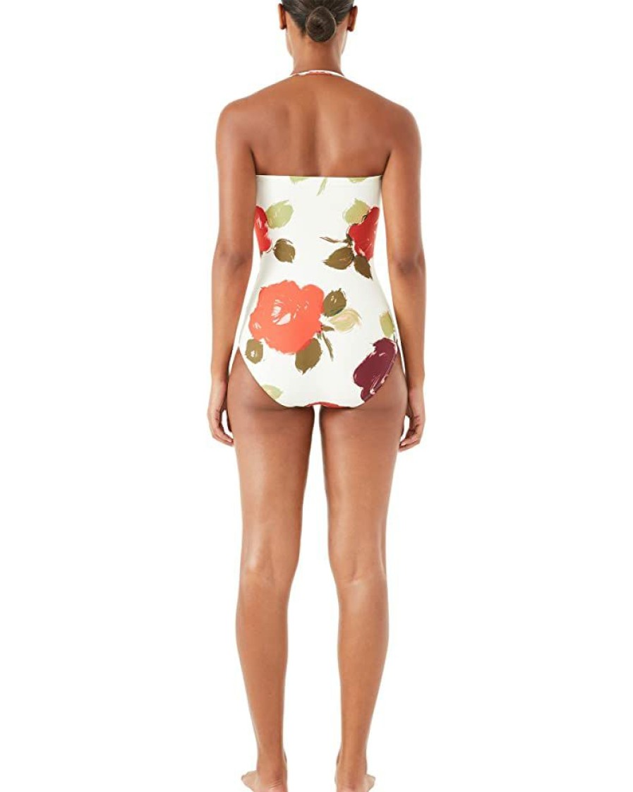 Clothing Kate Spade New York | Kate Spade New York Swimwear Just Rosy Classic Bandeau One-Piece Ivory