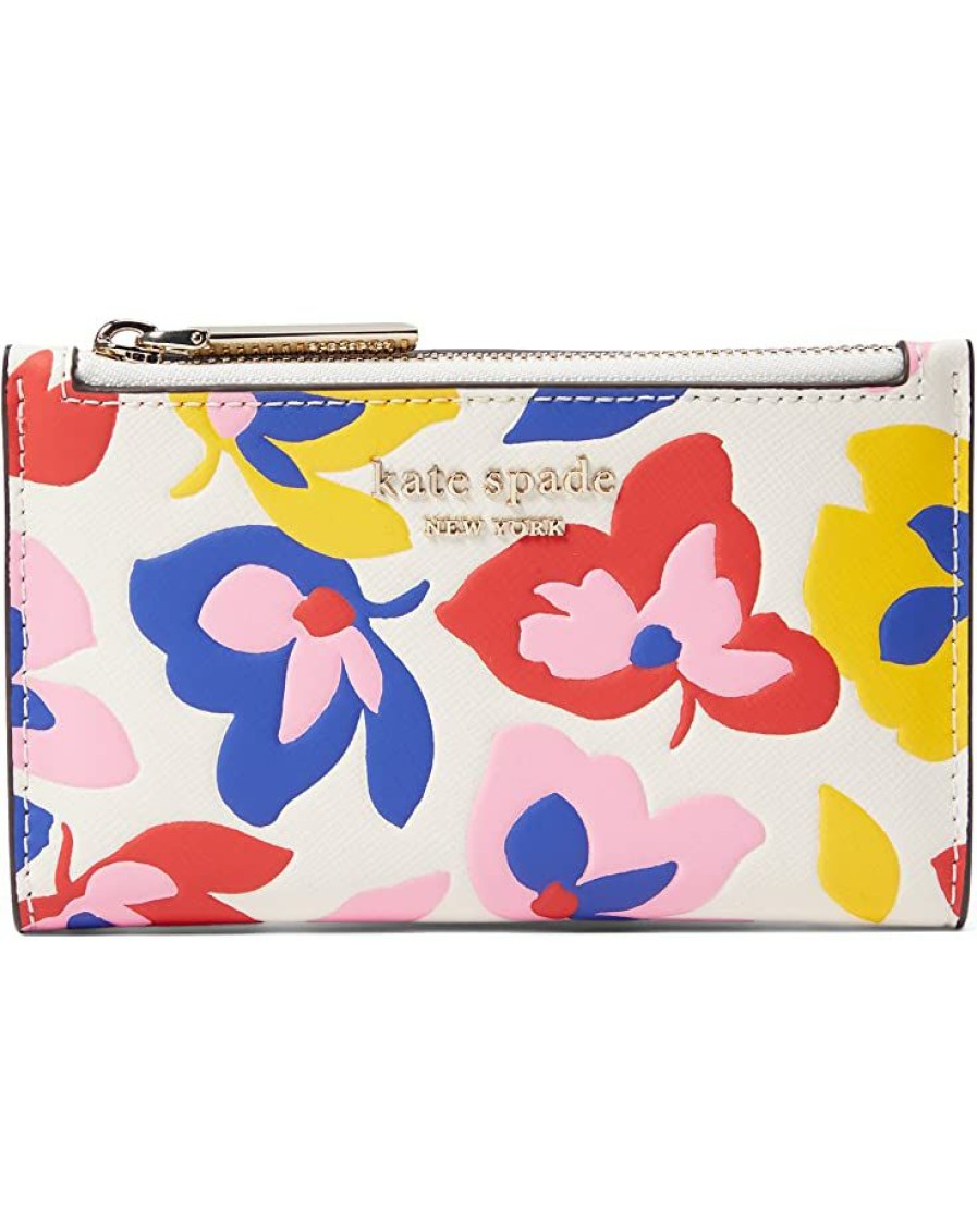 Bags Kate Spade New York | Kate Spade New York Wallets Spencer Summer Flower Embossed Saffiano Leather Small Slim Bifold Wallet Cream Multi