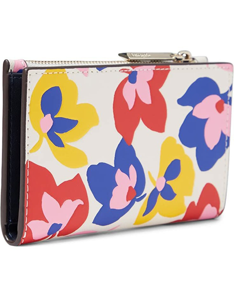 Bags Kate Spade New York | Kate Spade New York Wallets Spencer Summer Flower Embossed Saffiano Leather Small Slim Bifold Wallet Cream Multi