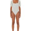 Clothing Kate Spade New York | Kate Spade New York Swimwear Lia Logo Dot Puff Sleeve One-Piece Ivory