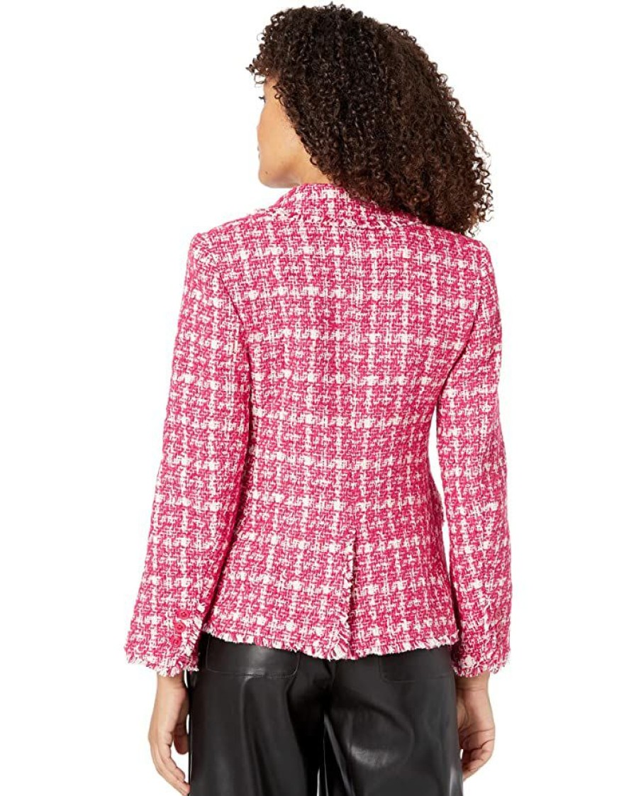 Clothing Kate Spade New York | Kate Spade New York Coats & Outerwear Plaid Tweed Blazer Pink Multi