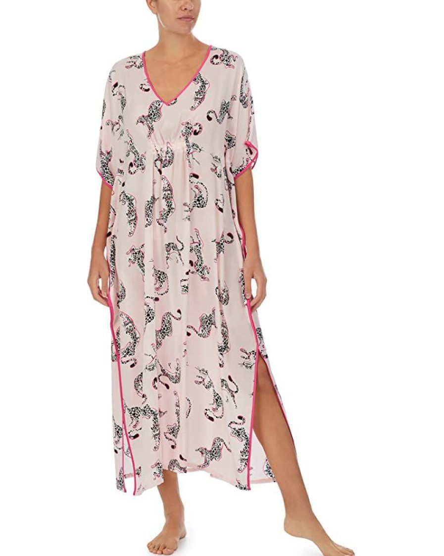 Clothing Kate Spade New York | Kate Spade New York Sleepwear Fashion Charm Caftan Jumping Leopard