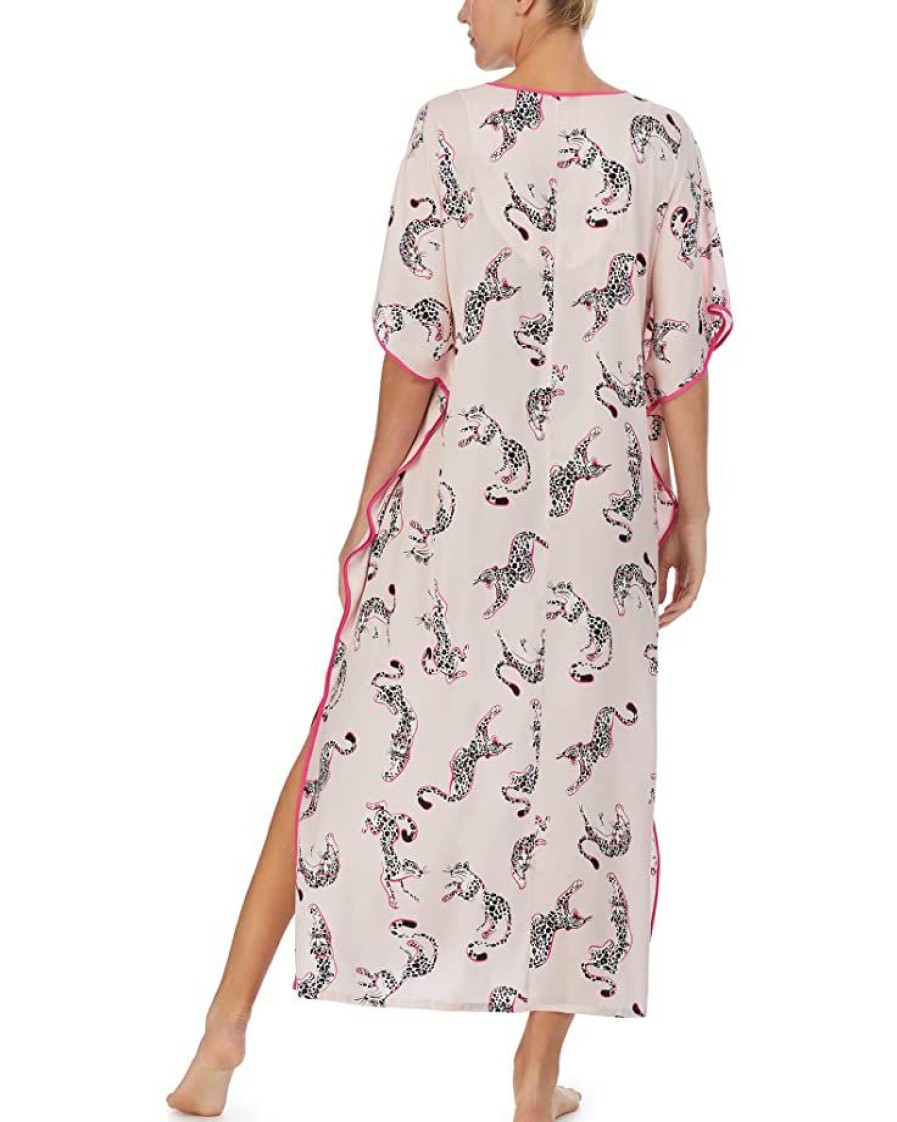 Clothing Kate Spade New York | Kate Spade New York Sleepwear Fashion Charm Caftan Jumping Leopard