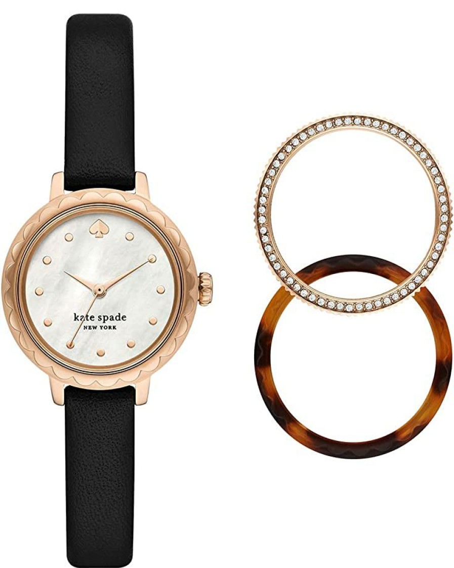 Watches Kate Spade New York | Kate Spade New York Fashion Watches Morningside Three Hand Genuine Leather Watch Ksw1717Set Black