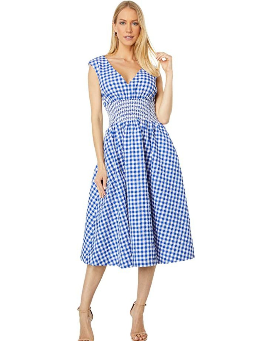 Clothing Kate Spade New York | Kate Spade New York Dresses Gingham Smocked Waist Dress Blueberry