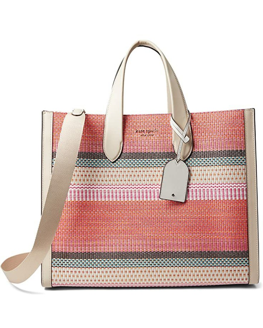 Bags Kate Spade New York | Kate Spade New York Handbags Manhattan Woven Striped Fabric Large Tote Pink Multi