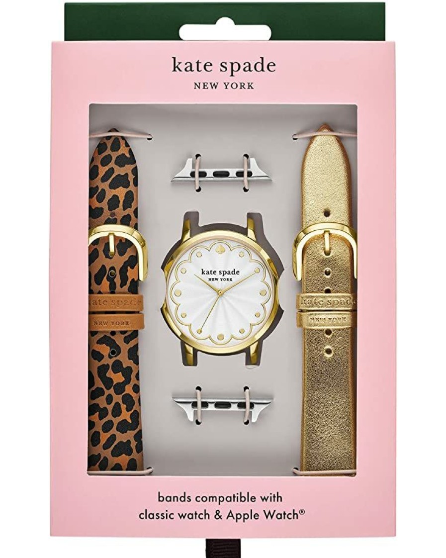 Watches Kate Spade New York | Kate Spade New York Fashion Watches 38 Mm Metro Watch And Apple Strap Gift Set Kss0149Set Gold/Animal Print