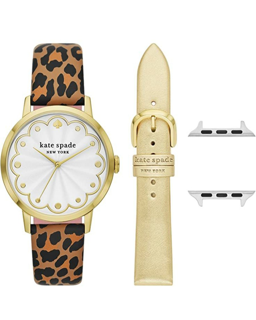 Watches Kate Spade New York | Kate Spade New York Fashion Watches 38 Mm Metro Watch And Apple Strap Gift Set Kss0149Set Gold/Animal Print