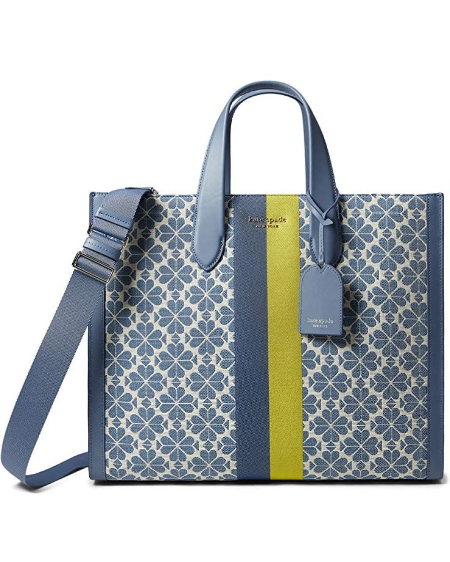 Bags Kate Spade New York | Kate Spade New York Handbags Spade Flower Jacquard Stripe Manhattan Large Tote Morning Sky Multi