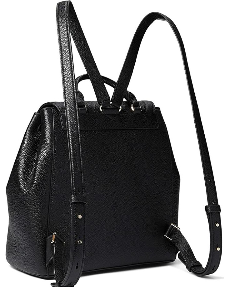 Bags Kate Spade New York | Kate Spade New York Backpacks Knott Pebbled Leather Medium Flap Backpack Black