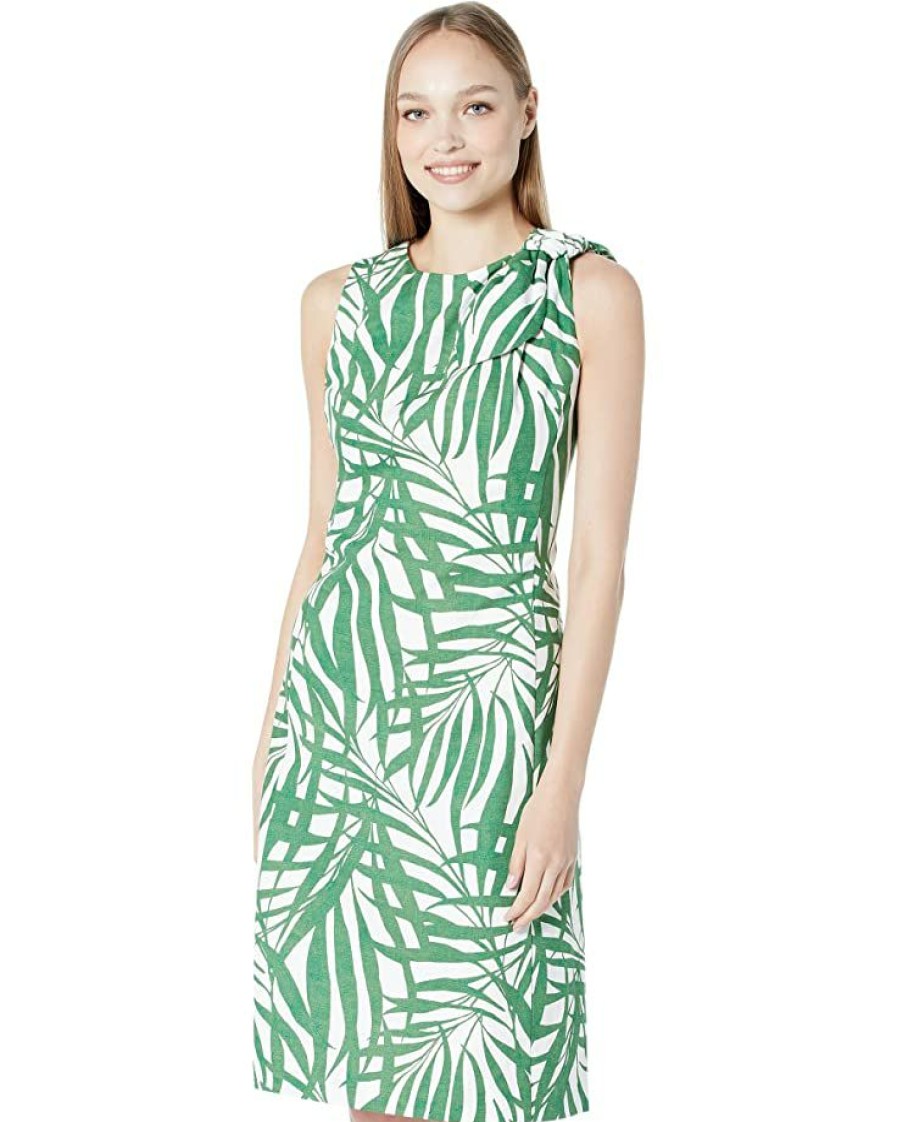 Clothing Kate Spade New York | Kate Spade New York Dresses Palm Fronds Knot Shoulder Dress Bitter Greens