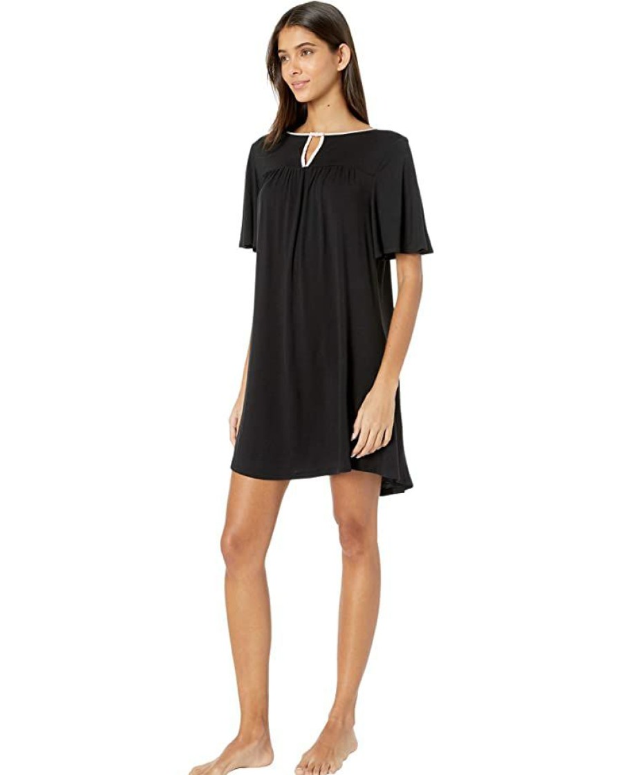 Clothing Kate Spade New York | Kate Spade New York Sleepwear Evergreen Modal Jersey Short Sleeve Sleepshirt Black