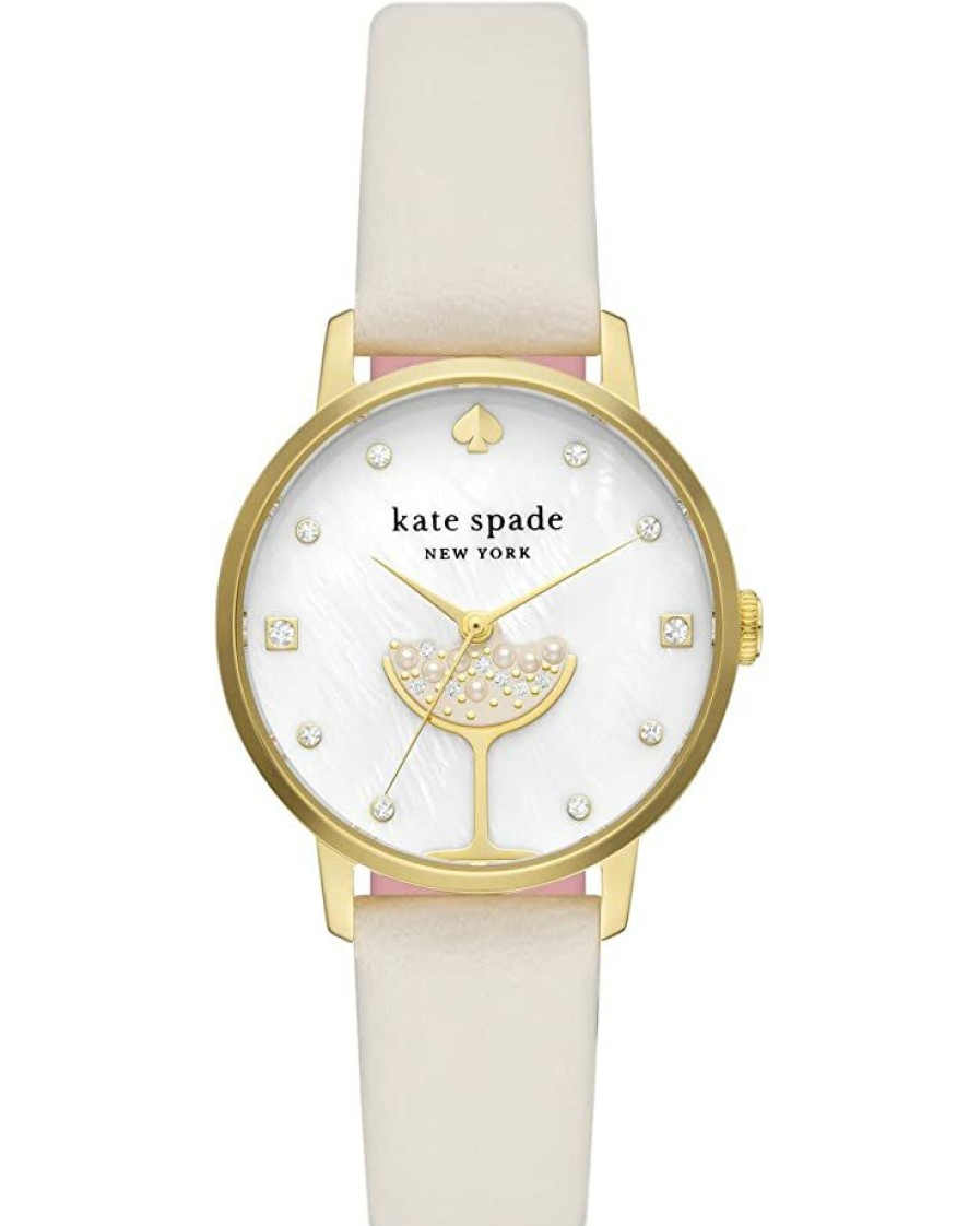 Watches Kate Spade New York | Kate Spade New York Fashion Watches 34 Mm Metro Three Hand Leather Watch Ksw1779 White