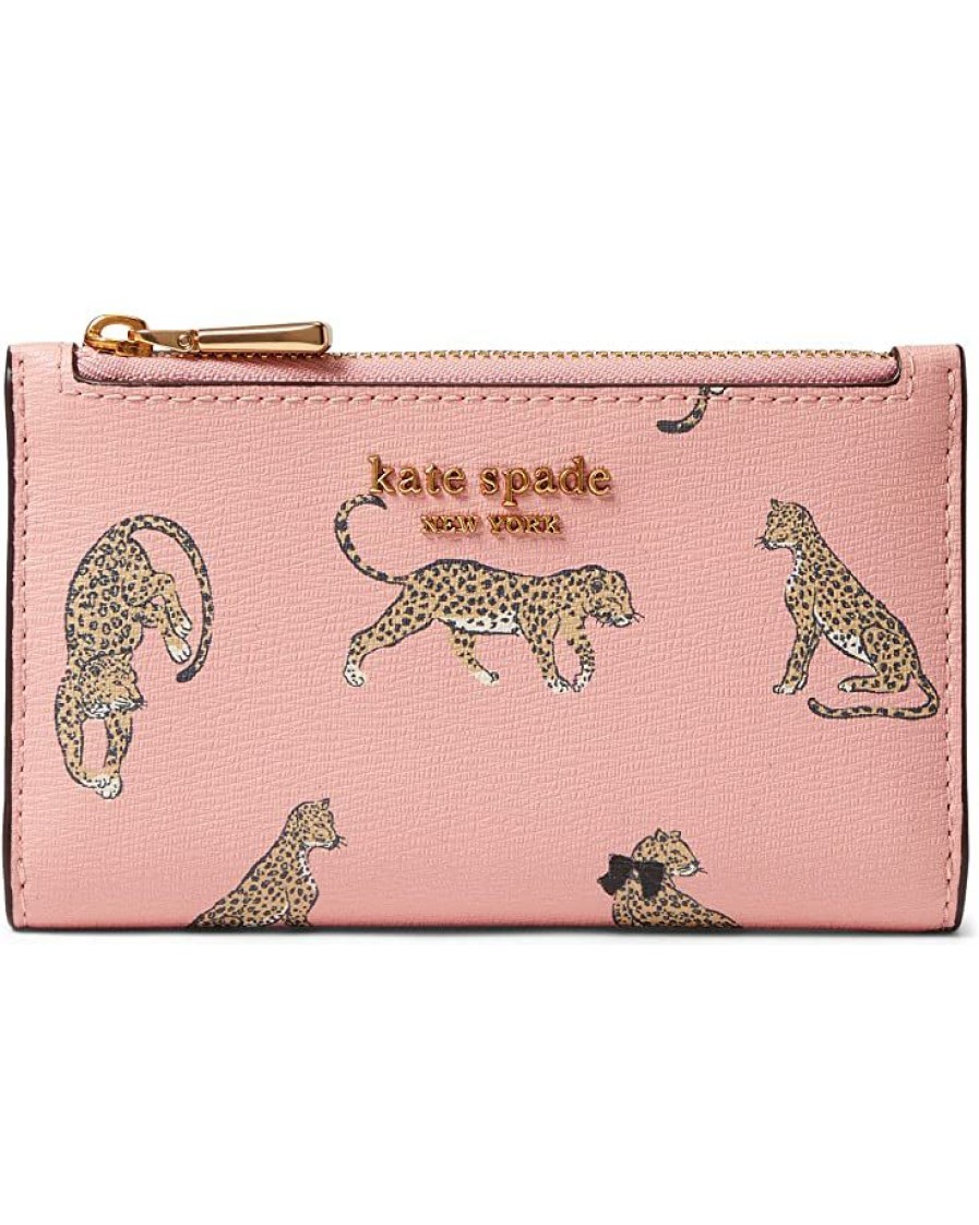 Bags Kate Spade New York | Kate Spade New York Wallets Morgan Leopard Printed Saffiano Leather Small Slim Bifold Wallet Dancer Pink