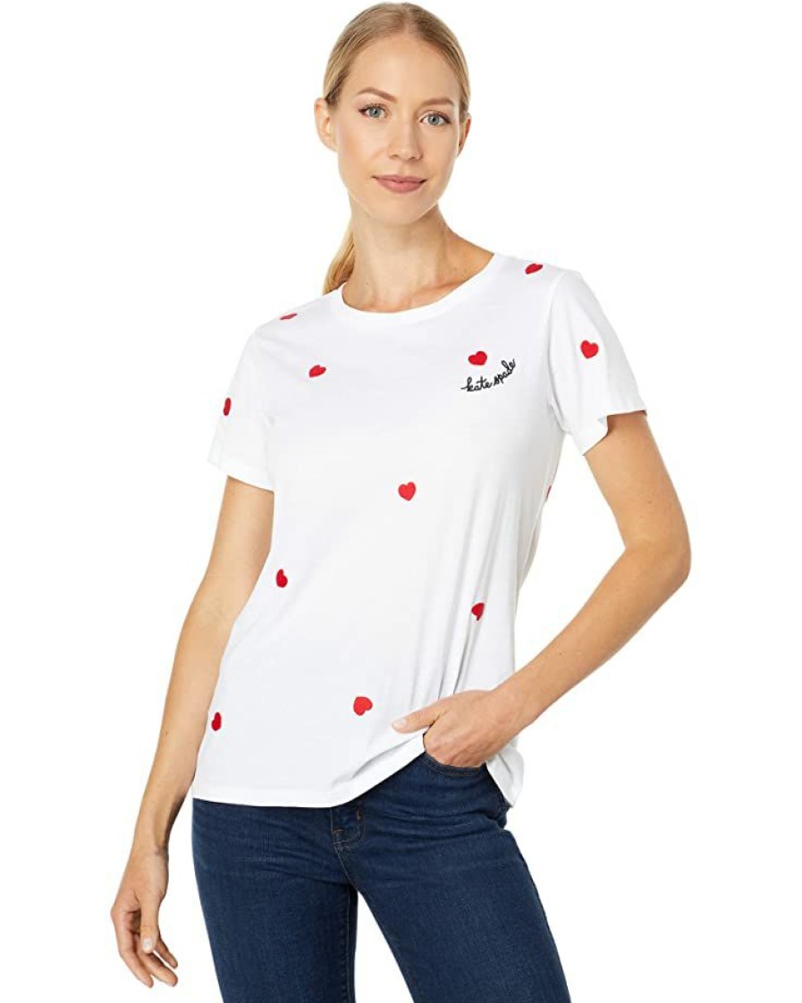 Clothing Kate Spade New York | Kate Spade New York Shirts & Tops Embroidered Hearts Tee Fresh White