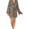 Clothing Kate Spade New York | Kate Spade New York Sleepwear Wrap Robe Bold Zebra