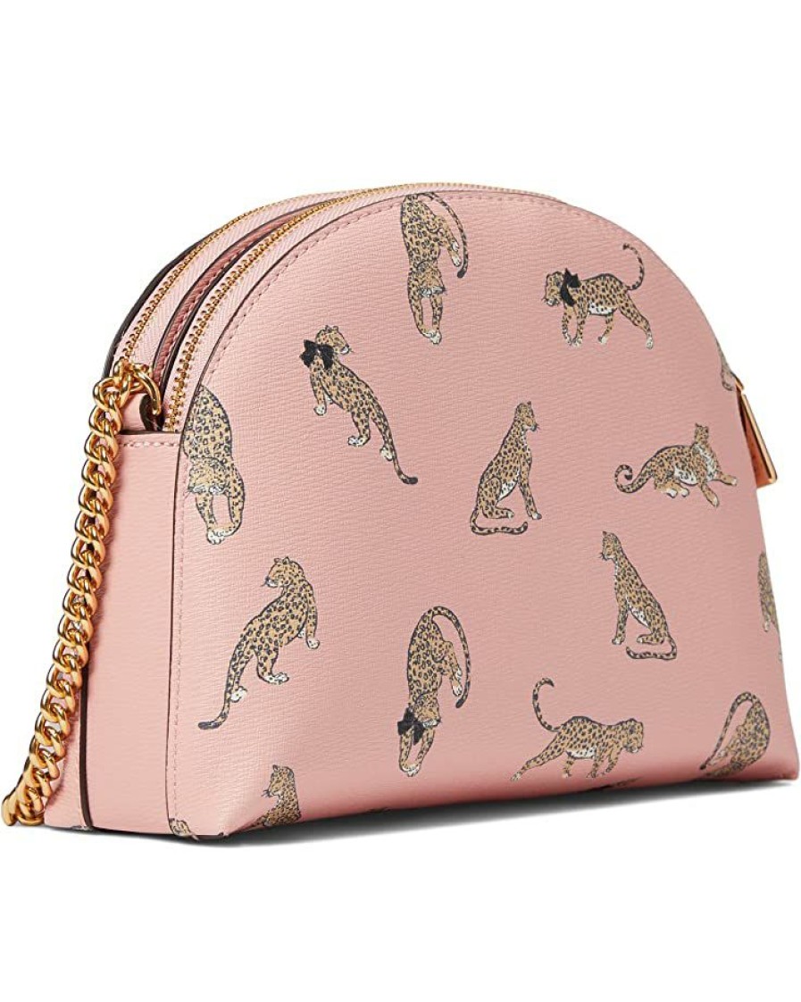 Bags Kate Spade New York | Kate Spade New York Handbags Morgan Leopard Printed Saffiano Leather Double Zip Dome Crossbody Dancer Pink