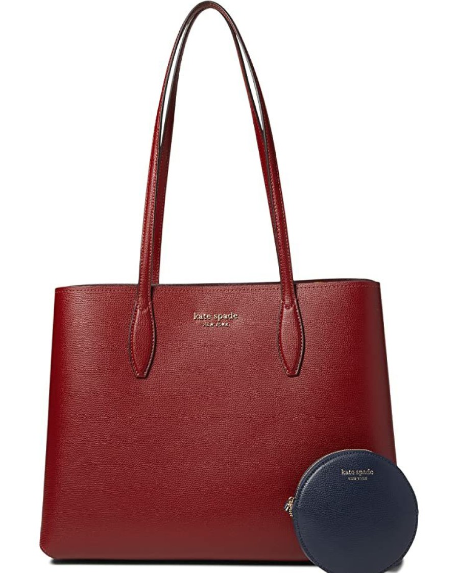 Bags Kate Spade New York | Kate Spade New York Handbags All Day Dot Party Pop Printed Crossgrain Leather Large Tote Autumnal Red