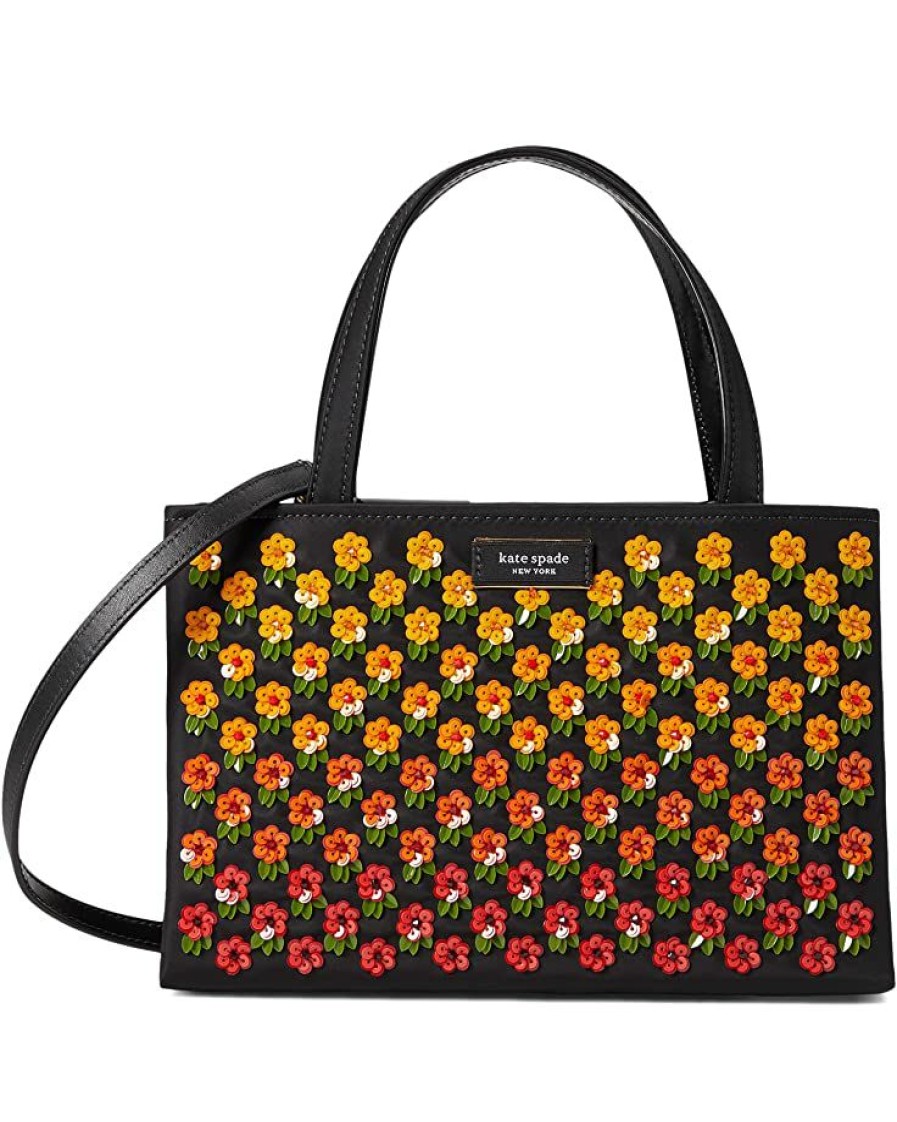 Bags Kate Spade New York | Kate Spade New York Handbags Sam Icon Floral Embellished Nylon Small Tote Black Multi