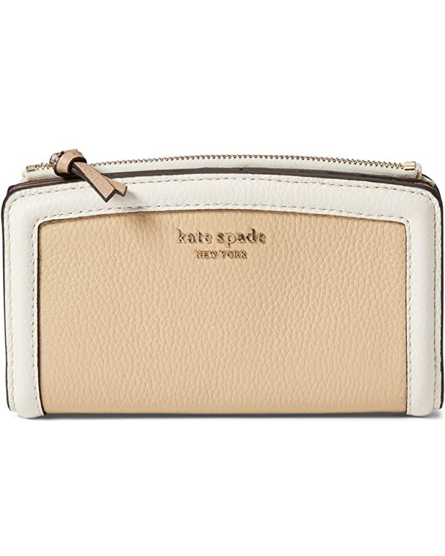 Bags Kate Spade New York | Kate Spade New York Wallets Knott Color-Blocked Pebbled Leather Zip Slim Wallet Warm Stone Multi