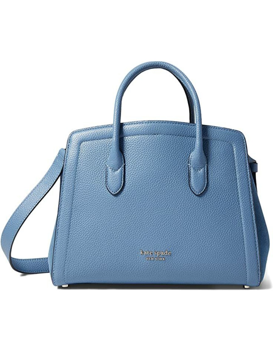 Bags Kate Spade New York | Kate Spade New York Handbags Knott Pebbled And Suede Leather Medium Satchel Manta Blue