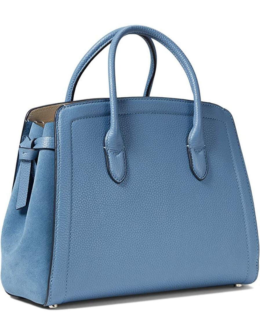 Bags Kate Spade New York | Kate Spade New York Handbags Knott Pebbled And Suede Leather Medium Satchel Manta Blue