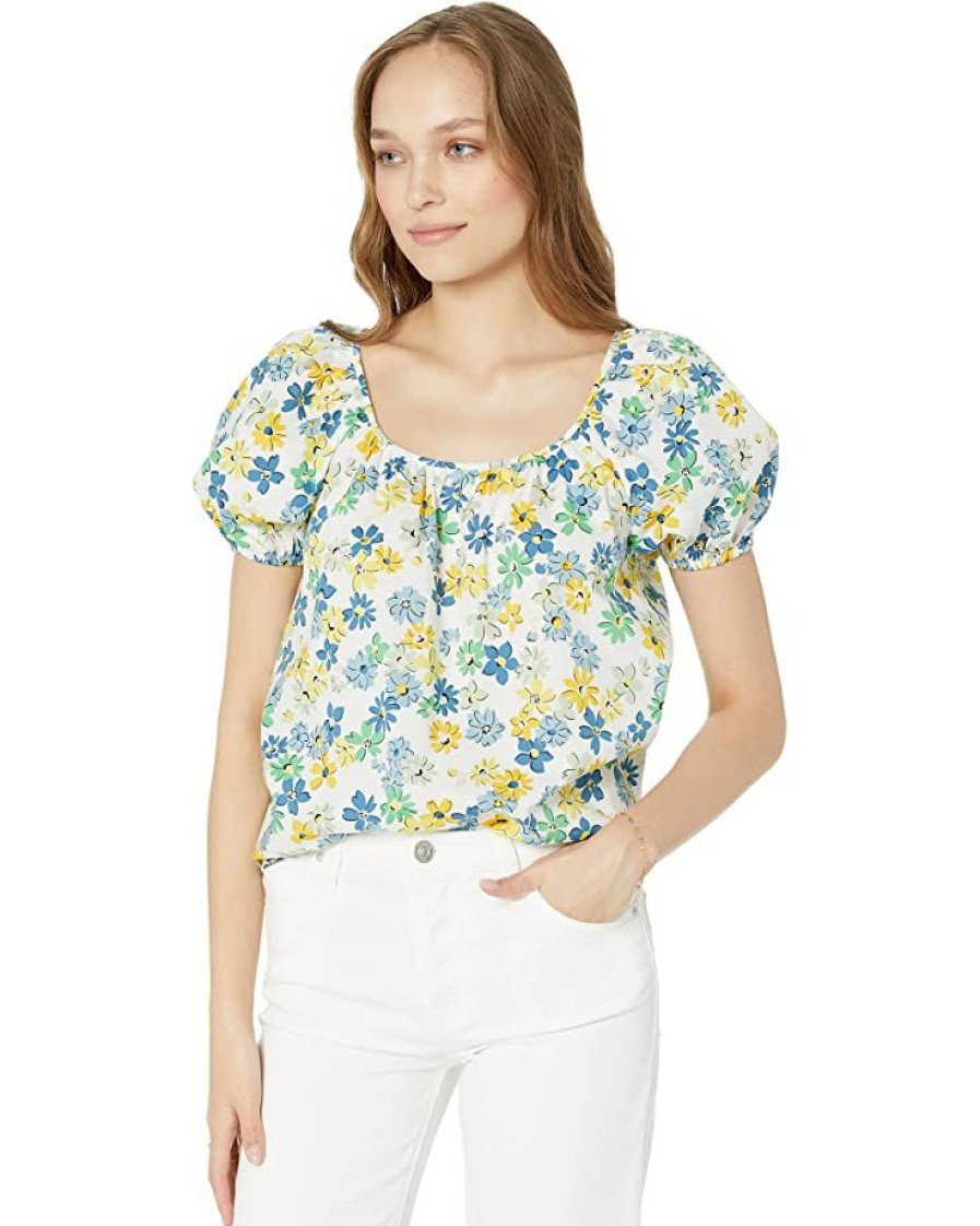 Clothing Kate Spade New York | Kate Spade New York Shirts & Tops Floral Medley Puff Sleeve Top Fresh White