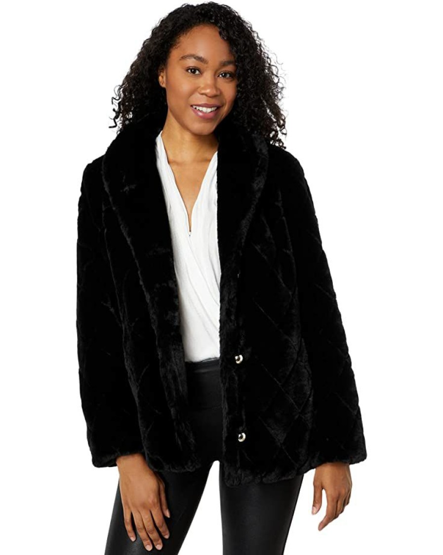 Clothing Kate Spade New York | Kate Spade New York Coats & Outerwear Single-Breasted Faux Fur Jacket