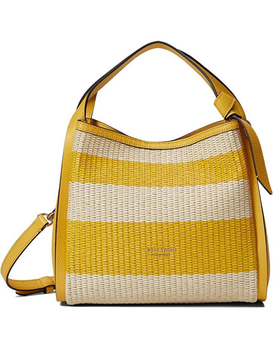 Bags Kate Spade New York | Kate Spade New York Handbags Knott Striped Straw Medium Crossbody Tote Morning Light Multi