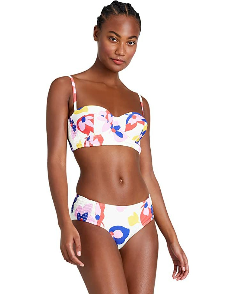 Clothing Kate Spade New York | Kate Spade New York Swimwear Summer Floral Smocked Underwire Bralette Top Ivory