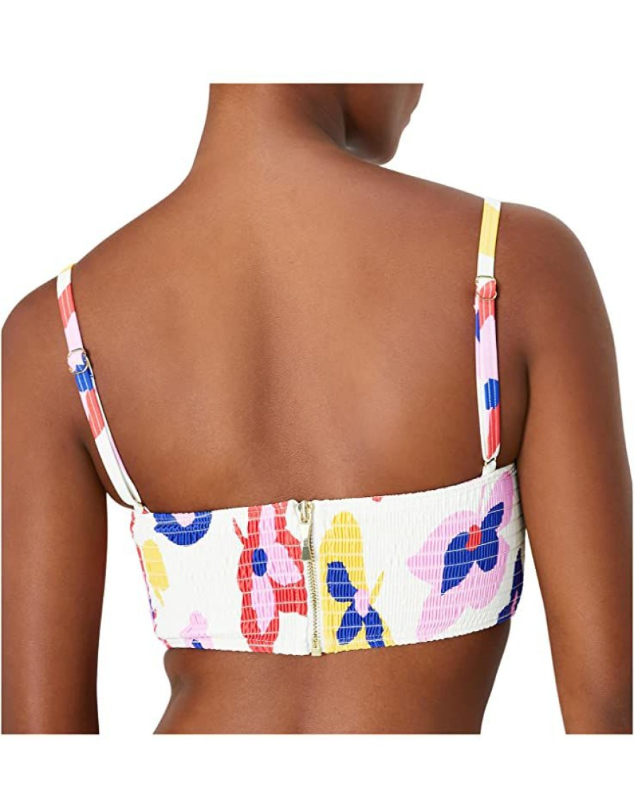 Clothing Kate Spade New York | Kate Spade New York Swimwear Summer Floral Smocked Underwire Bralette Top Ivory