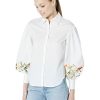 Clothing Kate Spade New York | Kate Spade New York Shirts & Tops Embroidered Gathered Sleeve Shirt Fresh White