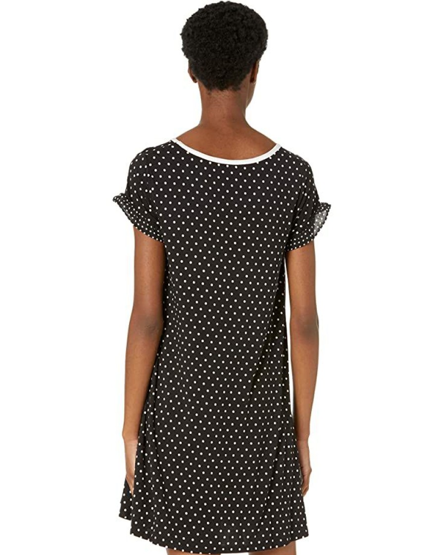 Clothing Kate Spade New York | Kate Spade New York Sleepwear Evergreen Short Sleeve Sleepshirt Mini Dot Black